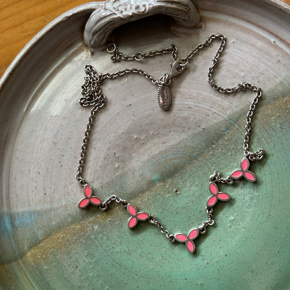 Pandora pink enamel necklace